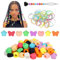 90pcs Silicone Cheveux Perles Pour Enfants Filles Tresses, Coloré Pony Perles En Vrac Femmes Cheveux Accessoires Lavable 10 Couleurs Papillon Coeur Étoile Artisanat