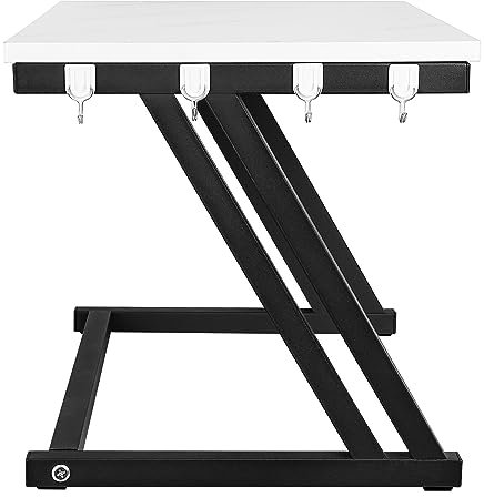 WODFARR - Soporte de horno de microondas para estante de almacenamiento para microondas, soporte de horno eléctrico, mueble de microondas de acero al carbono (negro + mármol-forma de Z, 57 x 38 x 38