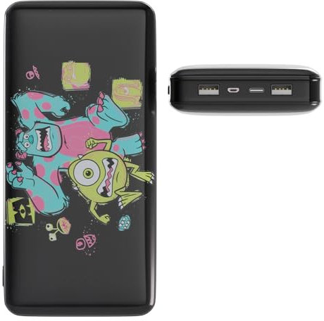 Disney/Pixar’s Monster, Inc 10,000Mah Power Bank- Universally Compatible Portable Phone Charger Battery Pack w/USB Charging Port - Mike and Sully Gifts for Women, Men, Teens and Kids