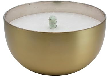 Schwabenfire Outdoor Kerze mit Dauerdocht in Goldener Edelstahl Schale 19,5cm Balkondekoration Outdoorkerze wiederverwendbar Geschenke für Frauen Schwabenfeuer große Kerze Handgemacht in Deutschland