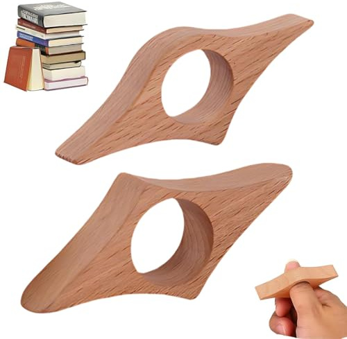 Lot de 2 Porte-Livres en Bois de Pouce,Bague de Lecture,Anneau de Pouce,Accessoire de Lecture pour Enseignants Amoureux des Livres