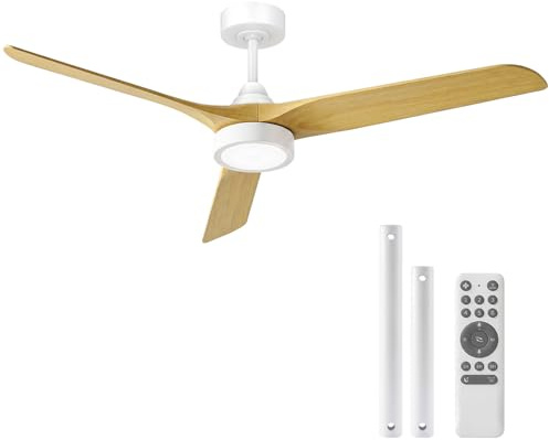 Ateroll Deckenventilator mit Beleuchtung, Ø 132 cm, 3CCT (3000K–6500K), 15W LED, Fernbedienung, 6 Geschwindigkeitsstufen, Vorwärts-/Rückwärtslauf, Timer, für Wohnzimmer und Schlafzimmer
