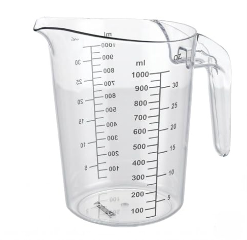 Sunnex Stackable Measuring Jug 1L Clear Polycarbonate Durable Kitchen Essential Plastic Utensils Measure Sturdy