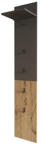 Vicco Wandgarderobe Irma, Anthrazit/Artisan, 31 x 160 cm | zur Aufbewahrung und Organisation im Eingangsbereich geeignet