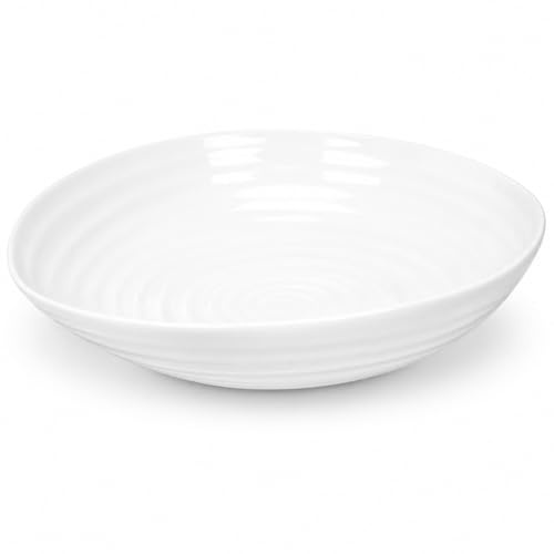 Portmeirion Sophie Conran White Pasta Bowl | Large Serving Bowls for Soup or Salad | 9 Inch | Made from Fine Porcelain | Microwave and Dishwasher Safe