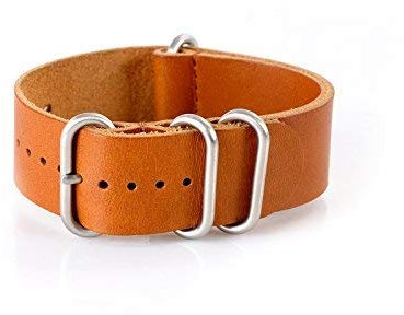 Vk von Buran01.com Uhrenarmband Zulu Vintage Style Leder NATO Hellbraun/Brown 22mm Watch Strap