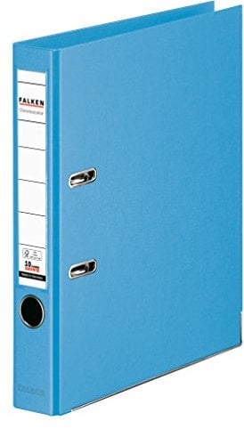 Original Falken Chromocolor Premium-Ordner. Made in Germany. Kunststoffbezug außen und innen 5 cm breit DIN A4 Pastell-Farbe hellblau Ringordner Aktenordner Briefordner Büroordner Plastikordner
