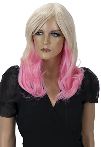 CAISHA Perücke Bob Kurzhaar Cosplay Theater Show Hitzebeständig Synthetik Glatt Blond Rosa WK203