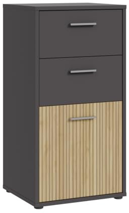DEINE TANTE EMMA QDRK211-M875 Kommode Quadro 2 Uni Wolfram grau/Lamela Eiche hell ca. 49 x 96 x 40 cm