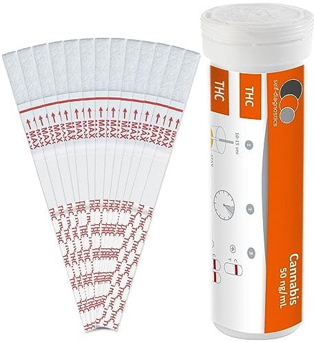 self-diagnostics Drogenschnelltest Cannabis (THC) - Marihuana - Haschisch - Cut-Off: 50 ng/ml - 25 Teststreifen - Drogennachweis - Tauchtest - Urintest - THC Test - 5 min Drogentest Urin