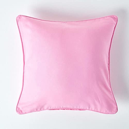Homescapes rosa Kissenhülle 60 x 60 cm, Deko-Kissenbezug mit Reißverschluss aus 100% Baumwolle, unifarbener Zierkissenbezug für Dekokissen und Sofakissen, Hellrosa