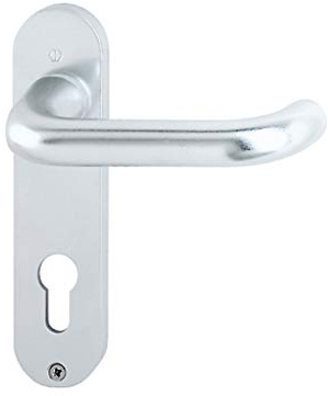 HOPPE Türgriff (Kurzschild) Paris, Aluminium natur für innen, Türgriff-Garnitur, Profilzylinder