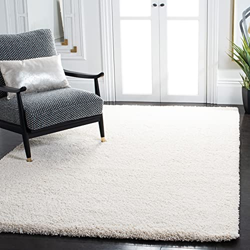 SAFAVIEH Milan Shag Collection 4' x 6' Ivory SG180 Solid Non-Shedding Living Room Bedroom Dining Room Entryway Plush 2-inch Thick Area Rug
