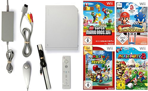 Nintendo Wii Konsole inkl. Zubehör und mit 4 Super Mario Spielen