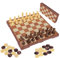 Fixget 2 in 1 Chess Set - 12x12 Hand-Carved Wooden Chess and Checkers set with Portable Folding Interior Storage Travel Chess Game Board
