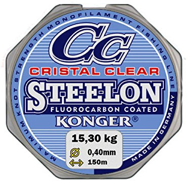 Angelschnur KONGER Cristal Clear Fluorocarbon Coated 0,12-0,50mm /150m Monofile Super stark ! (0,05€/m) (0,40mm / 15,40kg)