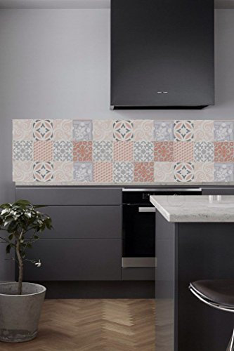 MadeInNatura - Vinilo adhesivo para placa antisalpicaduras de cocina, escalones o revestimiento de pared, diferentes medidas y diseños disponibles, Provence Ocre, 60x300cm