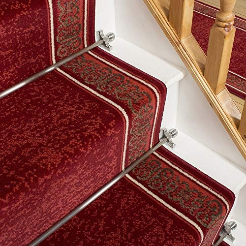 runrug Soft & Comfortable Stair Runner - Smooth & Durable Carpet for Stairs - Stain-Resistant, Fade-Resistant - Multiple Sizes - 60cm x 660cm - 9mm Thick - Tribal, Red