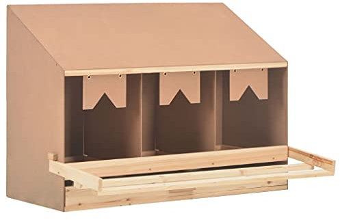vidaXL Kiefernholz Massiv Legenest Hühnernest 3 Fächer für große Hühner Legenester Abrolllegenest Abrollnest Abroll-Legenest 93x40x65cm