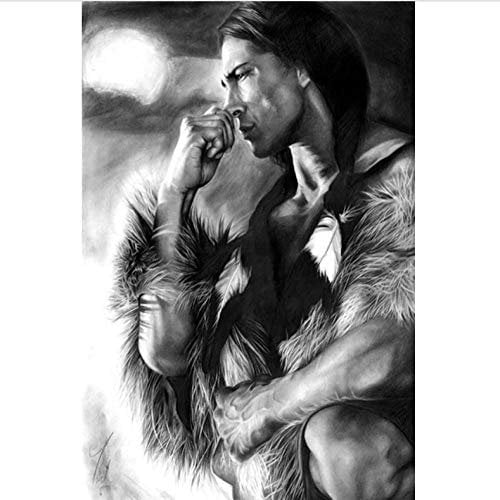 Leinwand Druck Plakat Schwarz-Weiß-Indianer Figur Leinwand Malerei Poster Und Drucke Skandinavischen Wandkunst Bild Für Wohnzimmer