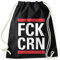 MoonWorks® Turnbeutel Aufdruck FCK CRN Parodie Hiphop Musik Pandemie Virus-Krise durchhalten Statement Gymbag schwarz Unisize