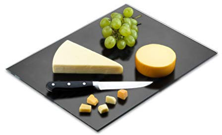 Tabla de cortar de vidrio negro templado – Larga duración de tinta negra – Resistente a los arañazos, resistente al calor, resistente a las roturas, apto para lavavajillas (grande 30,5 x 40,6 cm)