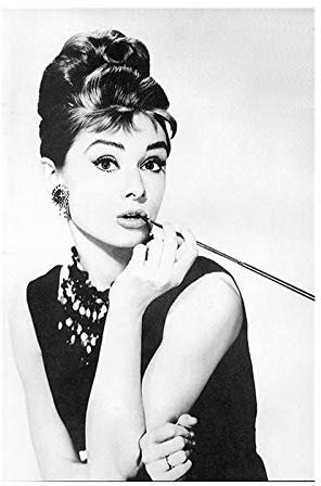 Klassische Audrey Hepburn Porträt Make-up Poster Drucke Leinwand Malerei Schwarz Weiß Wandkunst Moderne Wandbild, für Schlafzimmer Home Decoration Kein Rahmen (Size : No Frame 30x40cm)
