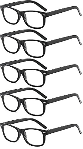 Suertree Lesebrille 5 Pack Leicht Leser Scharnier Augenoptik Brille Lesehilfe für Damen Herren 9809 Black +4.0