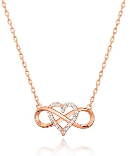 Philip Jones Rose Gold Plated Infinity Heart Necklace Created with Zircondia® Crystals