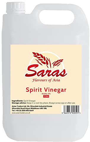 Saras White Vinegar 5L for Cleaning, Pickling, Marinating & Cooking (5% Acidity) - Produced in The UK