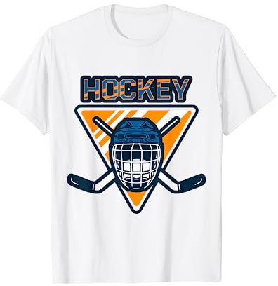 Ice Hockey Player Apparel Gift Shop Eishockey T-Shirt, Unisex, Weiß, Klein, Kurzarm, Klassische Passform, Sportlich, U-Ausschnitt, Pullover, Herbst, Winter