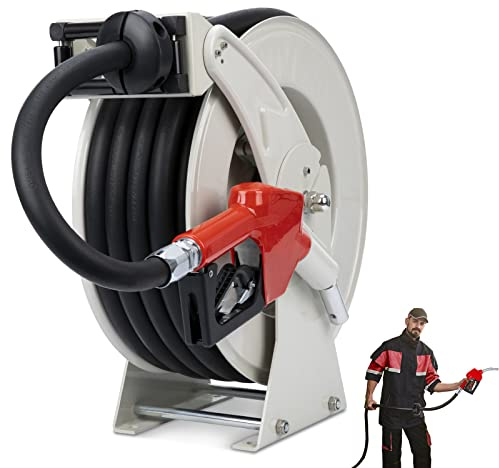 Ecojoy Fuel Hose Reel 3/4 x 50', Retractable Diesel Reel with Nozzle