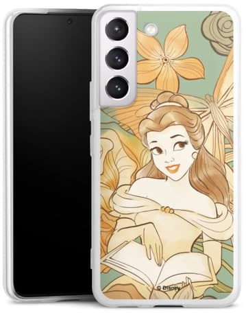 Slim Case kompatibel mit Samsung Galaxy S 22 Silikon Handyhülle transparent Hülle extra dünn Die Schöne und das Biest Disney Princess Offizielles Lizenzprodukt