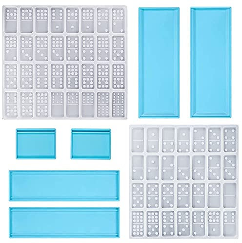 3 Packs Domino Molds and Dominoes Box Molds, CNYMANY 60 Cavities Double 9 Silicone Epoxy Resin Casting Jumbo Mold Clay Mold Storage Box Mold for DIY Pendant Jewelry Crafts Making Tool