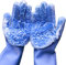 Silicone Dishwashing Gloves, Reusable Rubber Scrubbing Gloves for Dishes,Sponge Wash Cleaning Gloves with Scrubbers for Housework, Bathroom, Kitchen, Car, Pets. 1Pair (13.6 Large) (blue)