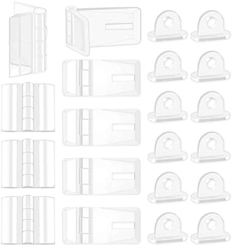 Swpeet 60 mini cerniere in acrilico trasparente e cerniere in acrilico trasparente con fibbia di bloccaggio, kit assortito, chiavistello per cerniera di blocco fibbie pieghevoli per cassetti e armadi