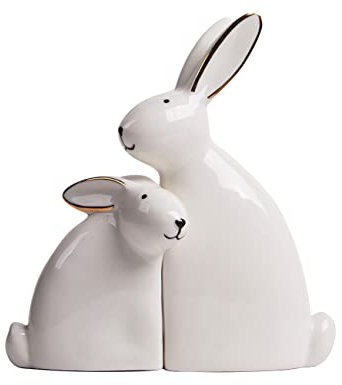 SEINHIJO 2pcs Kaninchen Figuren Dekoration Hase Skulpturen Modern Arts Geschenk Keramik 15cm
