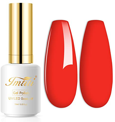 Imtiti Gel Nagellack, 1 Pcs 15 ML Scharlach Rote Farbe Gel Lack Soak Off LED U V Nagel Gel Lack Nagellack DIY Nagel Kunst Starter Maniküre Salon Gel Nagel Kit für Frauen Mädchen