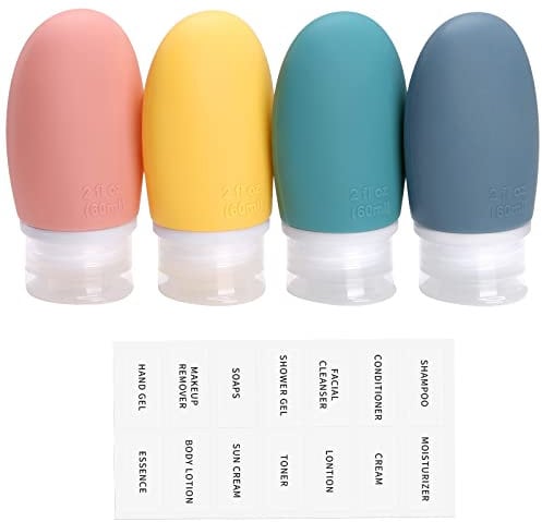 Opret 60ml Silicone Travel Bottle for Toiletries, 4 Pack Leak Proof Refillable Travel Containers Squeezable Travel Essentials for Shampoos, Conditioner and Cream, BPA Free and TSA Approved