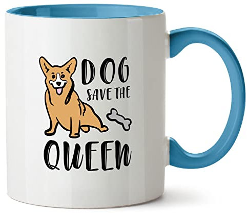 Hippowarehouse Dog Save The Queen - Corgi Queen Elizabeth Printed Mug Various Colour Options Ceramic Cup Kitchenware 11oz