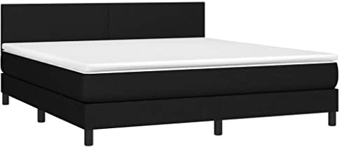 vidaXL Boxspringbett mit Matratze Polsterbett Doppelbett Bett Hotelbett Schlafzimmerbett Bettrahmen Bettgestell Lattenrost Schwarz 180x200cm Stoff