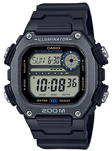 Casio DW-291 Serie Standard Digital Armbanduhr Übersee Modell, Schwarzes langes Armband DW-291HX-1AV