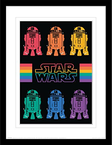 Pyramid International Star Wars Poster, gerahmt, Collector's Edition (R2D2 Pride Rainbow mit weißem Rand), 30 x 40 cm