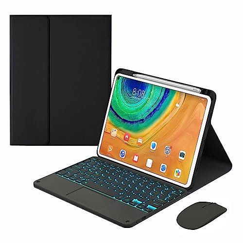 GUPENAA Keyboard Case for iPad 6th/5th Generation 2018 2017, Air 2/Air 1, Pro 9.7 with Touchpad, 7 Color Backlit, Wireless Magnetic Detachable Bluetooth Keyboard with Pencil Holder,Black