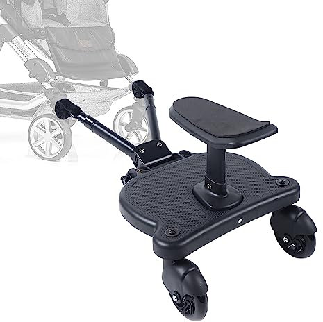 Planche de poussette universelle avec siège, Kiddy Board pour poussette, réglable à 360 degrés, deux roues stables pour les enfants de 2 à 6 ans (25 kg)