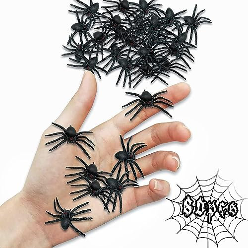 Schwarze Plastikspinnen, 80 Stück Halloween Spinnen, Schwarze Simulationsspinne, Spinnen Deko Halloween, Halloween-Streich-Requisiten, für Spukhaus Halloween Party Dekorationen (80pcs)