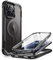 i-Blason Ares Mag Hülle für iPhone 15 Pro (6.1) 2023, Kompatibel mit MagSafe, Bumper Case Transparent Handyhülle Robust Schutzhülle Cover mit integriert Displayschutz, Schwarz