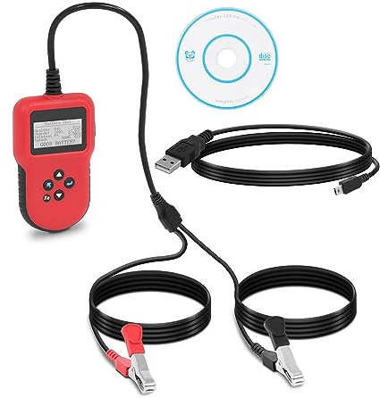 MSW Autobatterie Tester digital 12 V/24 V LCD 5 s Testzeit 2 Schnellstarttasten, mehrsprachig Schutz vor Kurzschluss und Verpolung Motorrad-Batterie-Tester Kfz-Batterietester