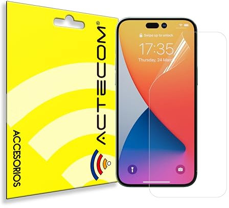 actecom® Protector de pantalla Hidrogel compatible con Iphone 15 Pro 6.1 Flexible Membrana Lámina Protectora Antiarañazos Alta Sensibilidad