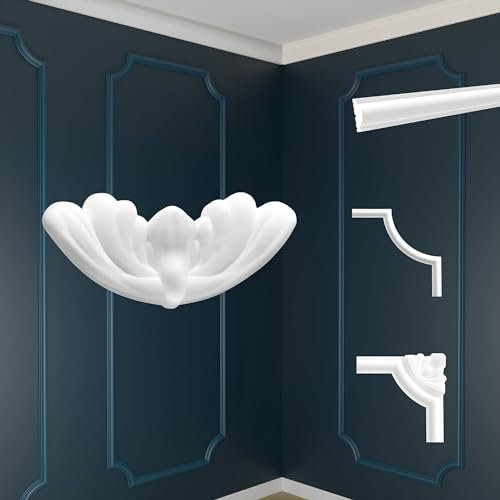 MARBET DESIGN Wandvertäfelung Styropor weiß - Segmentierte Wanddekoration EPS Stuck Dekor Kunststoff - Wandkassetten Wandprofil Flachleiste Zierleiste Porträt Rahmen (LE-27-01 111x50 mm, 4 Stück)